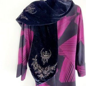 Embroidered Velour Italian Scarf by Daniele Meucci